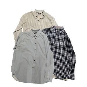 WRK Mens 18 XL Blue Plaid Long Sleeve Button 4-Way Stretch performance lot of 3